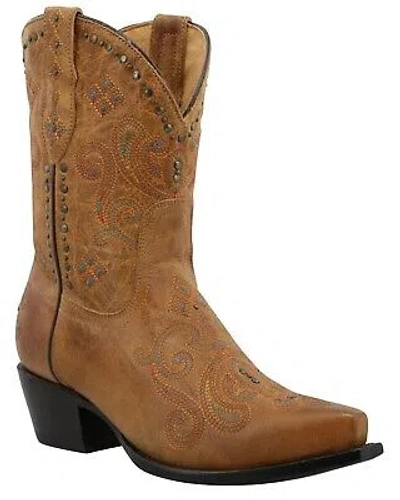 Pre-owned Star Women's Cellsole Studded Leather Western Boot - Snip Toe - Wbsn014 In Brown