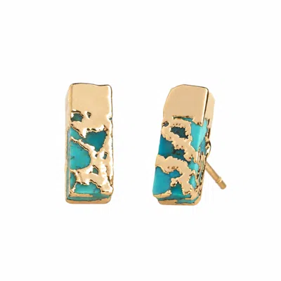 Starfish Project Brayden Turquoise Studs In Gold