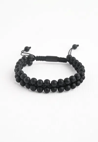 Starfish Project Men's Helix Matte Black Agate Rope Beaded Bracelet