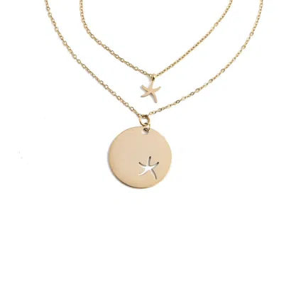 Starfish Project Women's Community Gold Starfish Pendant Necklace Set In Brown