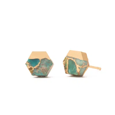 Starfish Project Women's Gold / Blue Oasis Turquoise & Gold Studs