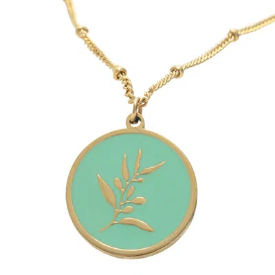Starfish Project Women's Gold / Blue Resilience Leaf Necklace In Mint