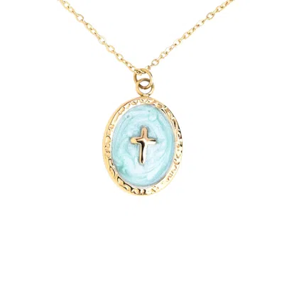 Starfish Project Women's Gold / Blue Shine Bright Cross Pendant  In Mint