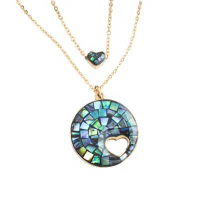 Starfish Project Women's Gold / Green / Blue Journey Together Necklace Set In Captivating Abalone