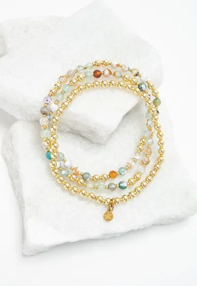 Starfish Project Women's Gold Light We Carry Bracelet Set In Agate