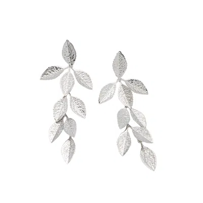 Starfish Project Women's Silver Cascade Leaf Earrings In Platinum