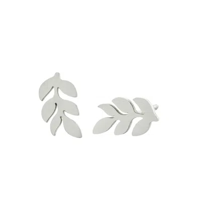 Starfish Project Women's Silver Rowen Leaf Stud Earrings
