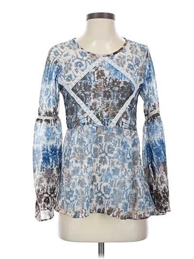 Pre-owned Staring At Stars Long Sleeve Blouse In Blue