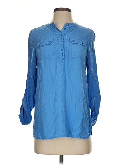 Pre-owned Staring At Stars Long Sleeve Blouse In Blue