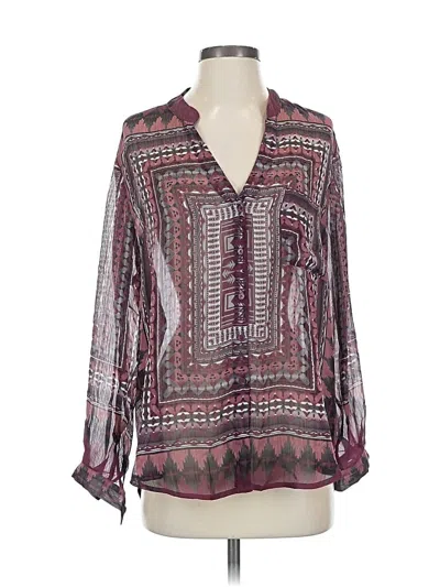 Pre-owned Staring At Stars Long Sleeve Blouse In Burgundy