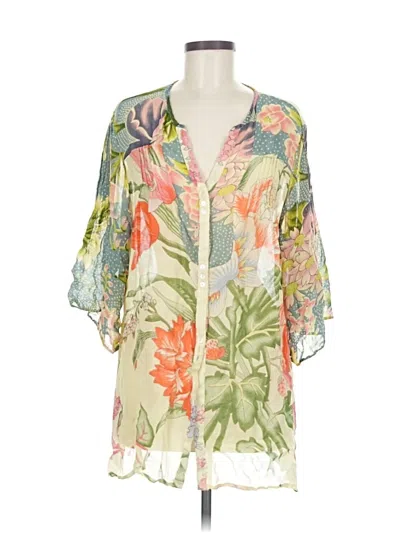 Pre-owned Staring At Stars Short Sleeve Blouse In Green