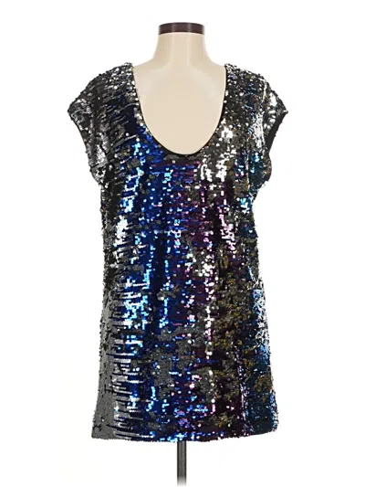 Pre-owned Staring At Stars Sleeveless Top Silver Scoop Neck Tops
