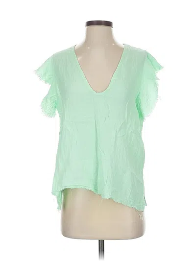 Pre-owned Stark X Short Sleeve Top Green Plunge Neckline Tops