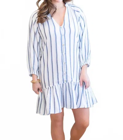 Starkx Alice Mini Dress In White/blue Stripe