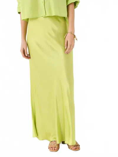 Starkx Bias Cut Maxi Skirt In Sonny Lime