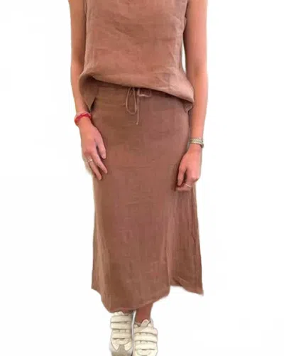 Starkx Daria Skirt In Tan Linen In Multi