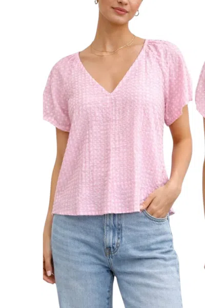 Starkx Donna Short Sleeve Top In Lilac/white In Pink