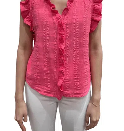 Starkx Gauzy Ruffle Button Down Top In Camilia In Multi