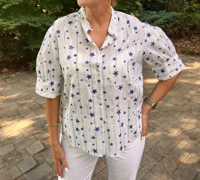 Starkx Joey Top In Blue Star Print In Multi