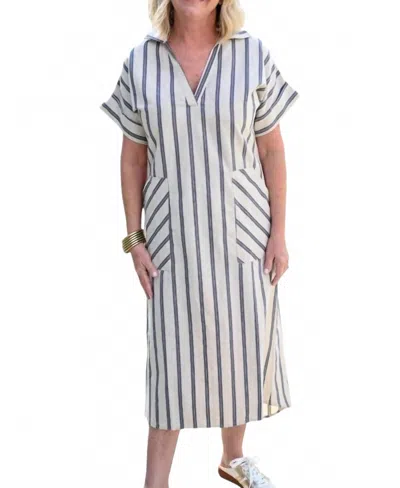 Starkx Linen Stripe Elaine Dress In Ecru In White
