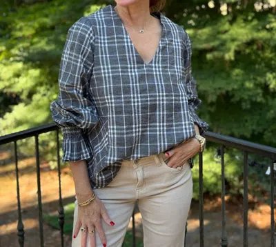Starkx Meghan Poplin Plaid Top In Black