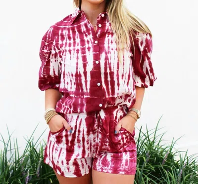 Starkx Puff Sleeve Button Up In Garnet In Multi
