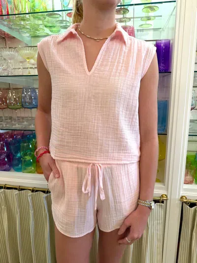 Starkx Robin Cotton Gauze Top In Heaven In Pink