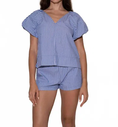 Starkx Short Sleeve V-neck Top In Navy In Blue