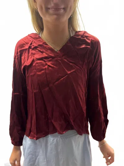 Starkx Solana Long Sleeve Top In Burgundy In White