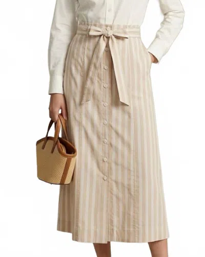 Starkx Wendy Midi Skirt In Taupe Stripe In Brown