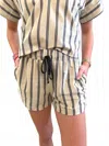 Starkx Willow Linen Stripe Shorts In Oatmeal/grey In Multi