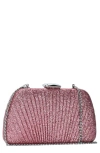 Starlet Ruched Glitter Fabric Clutch In Pink