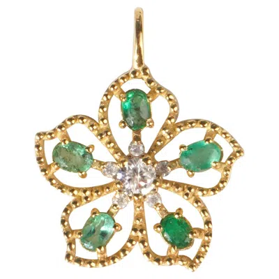 Pre-owned Starlette 18k Solid Gold Eternal Flower Pendant(**with Chain**) In Multi