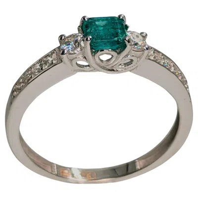 Pre-owned Starlette 18k Solid Gold Exquisite Emerald Ring In Green
