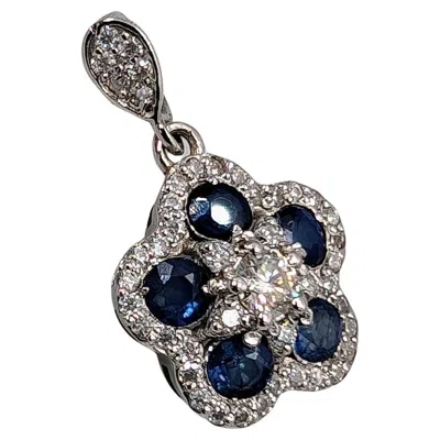 Pre-owned Starlette 18k Solid Gold Glory Sapphire Pendant (**with Chain**) In Blue