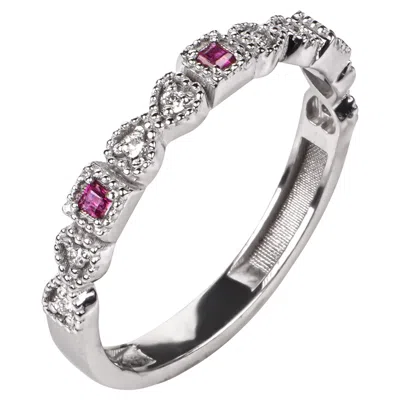 Pre-owned Starlette 18k Solid Gold Illumina Diamond Ruby Band In Multi