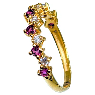 Pre-owned Starlette 18k Solid Gold Ruby Reverie Band In Multi