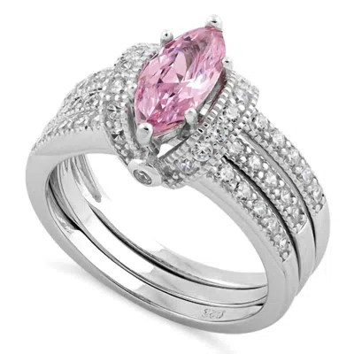 Starlette Alice Marquise Ring In Pink In Metallic