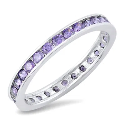 Starlette Women's Amethyst Eternity Band In Purple In Metallic