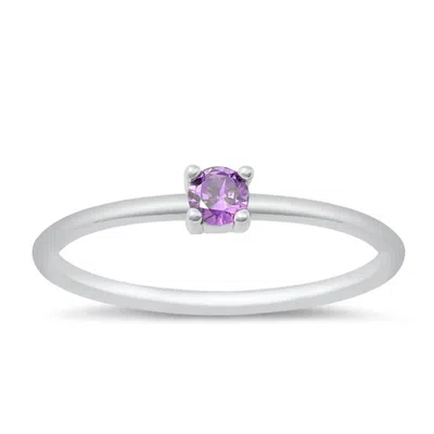 Starlette Women's Amethyst Round Stackable Ring In Silver