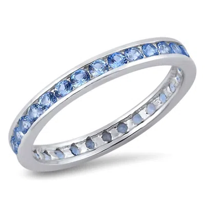 Starlette Women's Aquamarine Eternity Band In Blue In Metallic