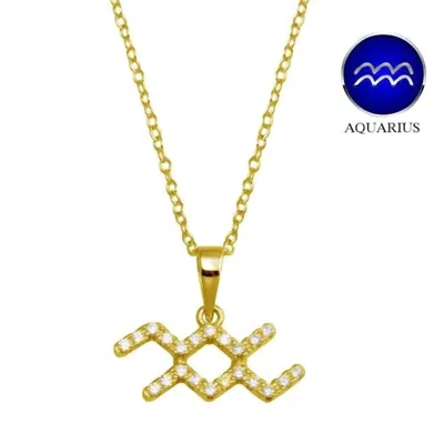 Starlette Women's Aquarius Necklace With Sparkly Cz Stones In Gold