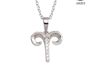 Starlette Women's Aries Necklace With Sparkling Cz Stones In Silver In Metallic