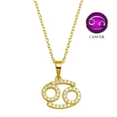 Starlette Women's Cancer Necklace With Beautiful Cz Adornment In Gold