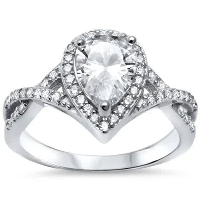 Starlette Women's Clara Teardrop Engagement Ring In White In Neutral