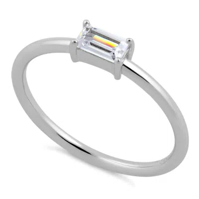 Starlette Women's Diamond Emerald-cut Stackable Ring In Silver