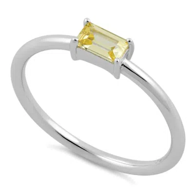 Starlette Women's Emerald Cut Stackable Ring In Silver In Black