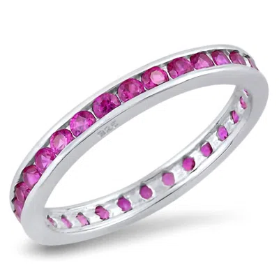 Starlette Women's Eternity Band Ring In Pink In Green
