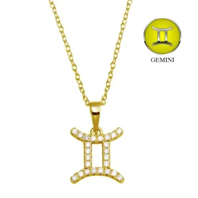 Starlette Women's Gemini Necklace With Sparkling Cz Stones In Gold In Green