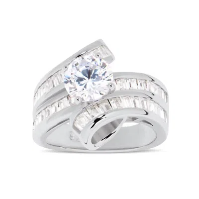 Starlette Women's Genisse Engagement Ring In Silver In Green